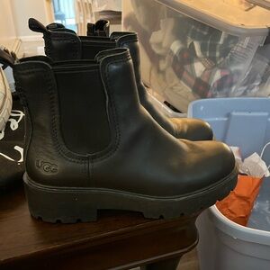 UGG Black Leather Chelsea Boots